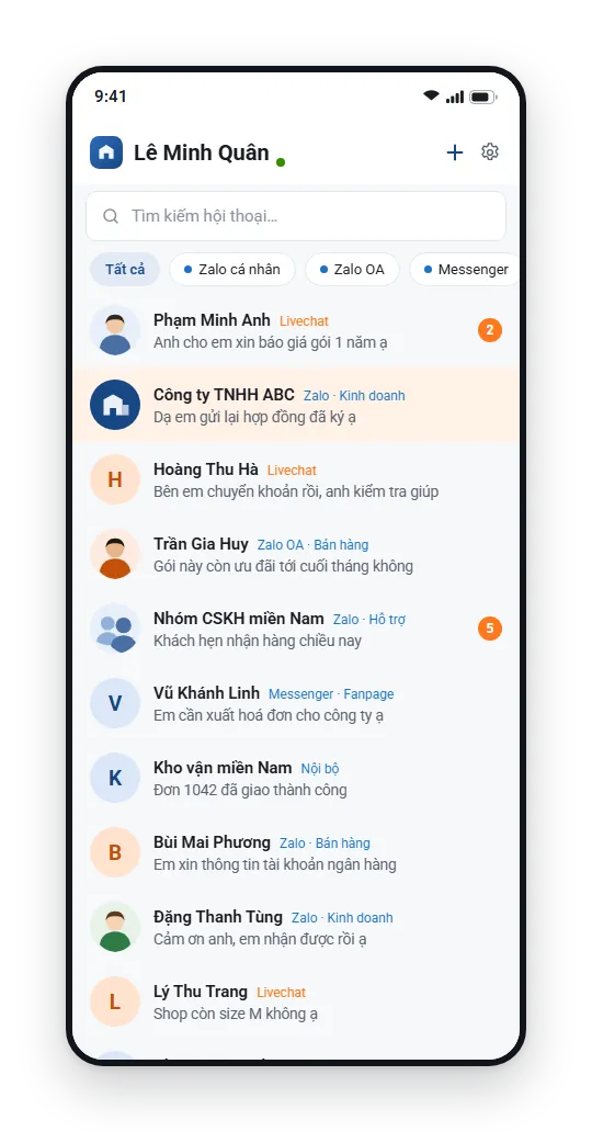 hChat: hộp thoại chung cho mọi kênh