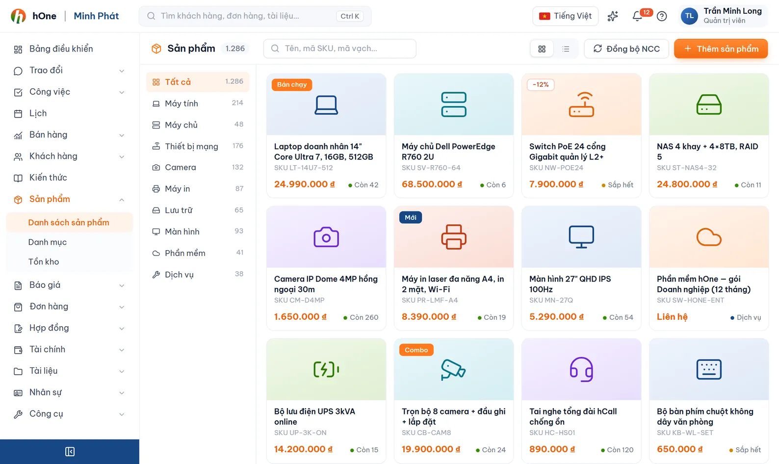 Giao diện hOne — Sản phẩm